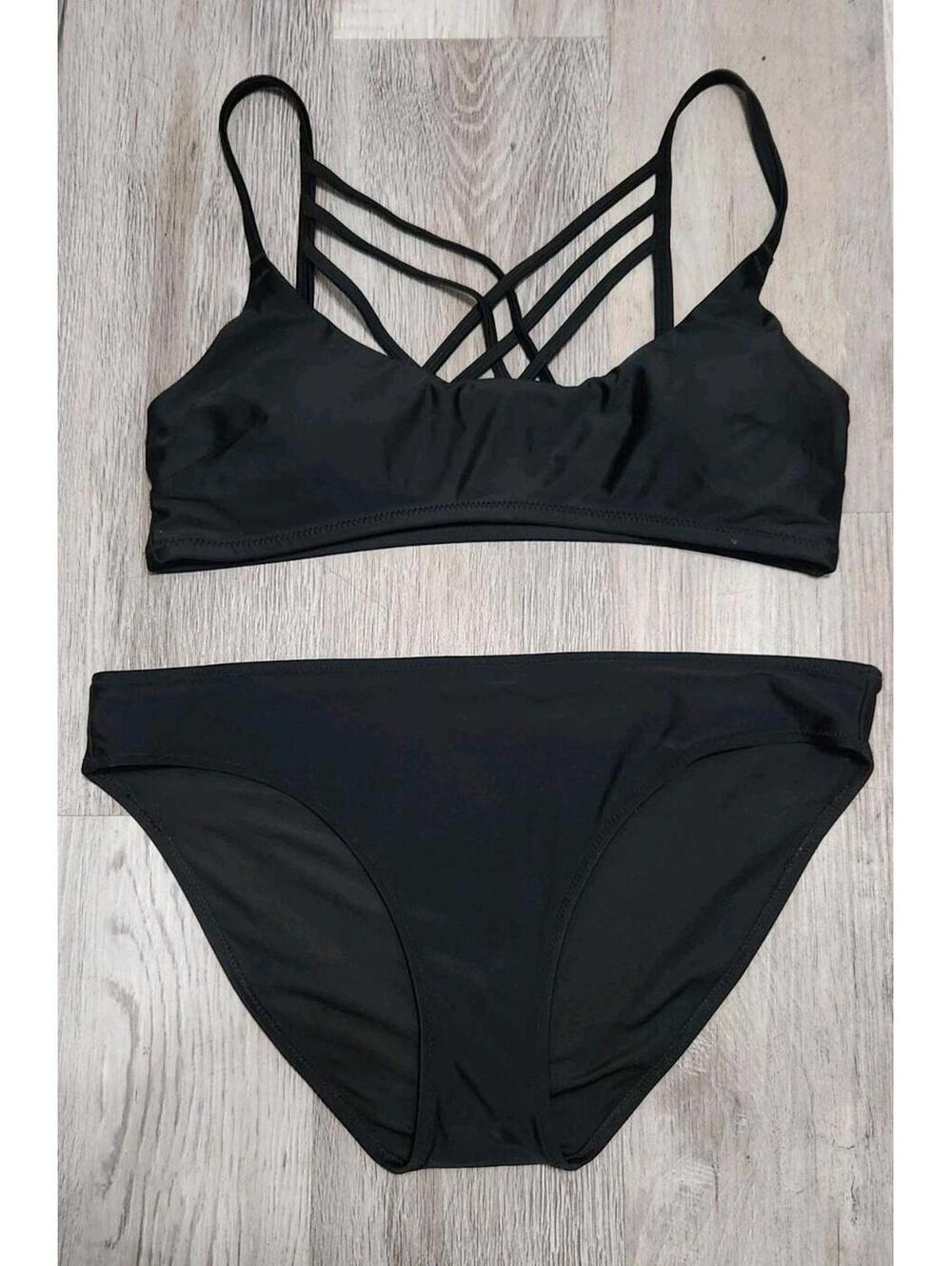 Aerie Swimsuit NWT Large Black Strappy Bikini